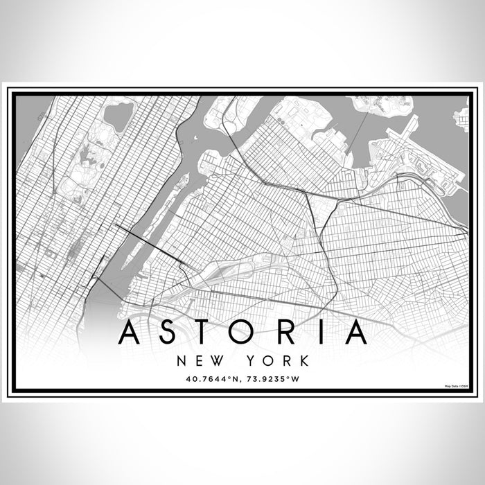 Astoria New York Map Print Landscape Orientation in Classic Style With Shaded Background