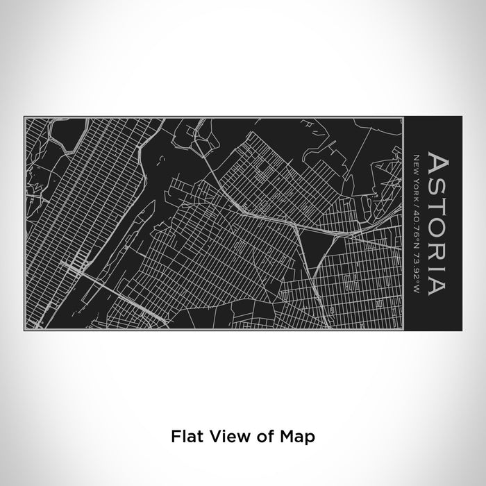 Rendered View of Astoria New York Map Engraving on 17oz Stainless Steel Insulated Cola Bottle in Black