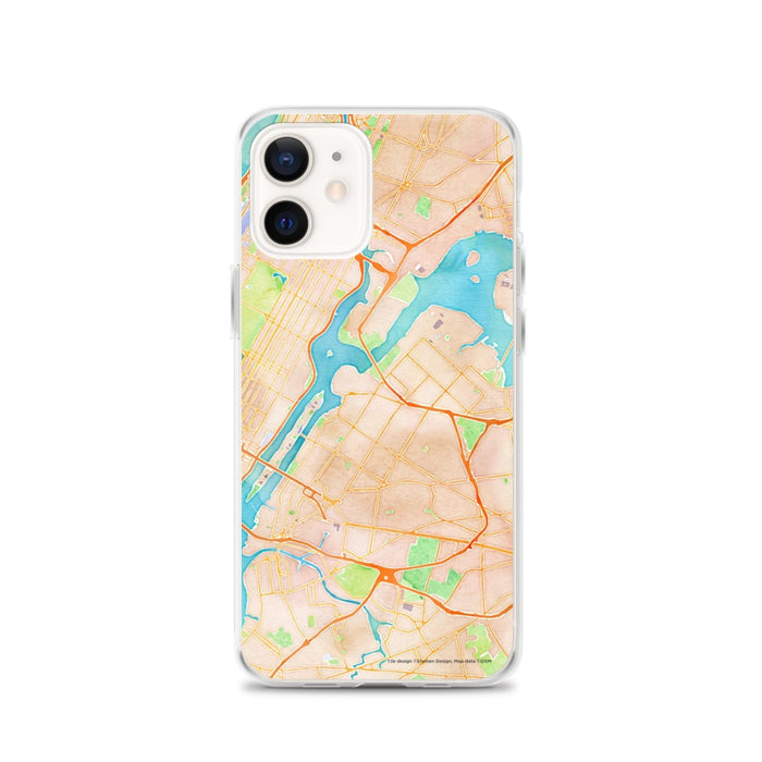 Custom Astoria New York Map iPhone 12 Phone Case in Watercolor