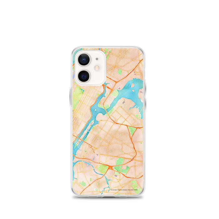 Custom Astoria New York Map iPhone 12 mini Phone Case in Watercolor
