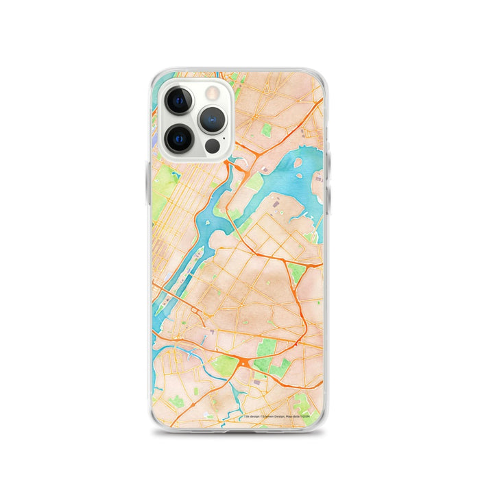 Custom Astoria New York Map iPhone 12 Pro Phone Case in Watercolor