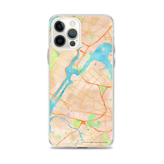 Custom Astoria New York Map iPhone 12 Pro Max Phone Case in Watercolor