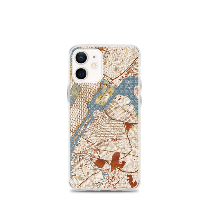 Custom Astoria New York Map iPhone 12 mini Phone Case in Woodblock