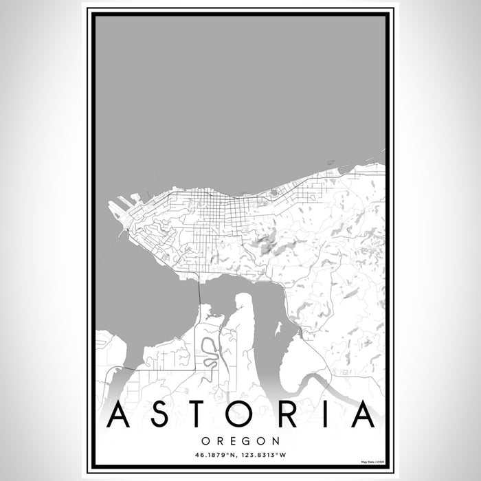 Astoria Oregon Map Print Portrait Orientation in Classic Style With Shaded Background