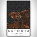 Astoria Oregon Map Print Portrait Orientation in Ember Style With Shaded Background