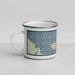 Left View Custom Astoria Oregon Map Enamel Mug in Woodblock
