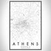 Athens Georgia Map Print Portrait Orientation in Classic Style With Shaded Background