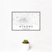 12x18 Athens Georgia Map Print Landscape Orientation in Classic Style With Small Cactus Plant in White Planter