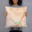 Person holding 18x18 Custom Athens Ohio Map Throw Pillow in Watercolor