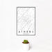 12x18 Athens Tennessee Map Print Portrait Orientation in Classic Style With Small Cactus Plant in White Planter