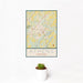 12x18 Athens Tennessee Map Print Portrait Orientation in Woodblock Style With Small Cactus Plant in White Planter