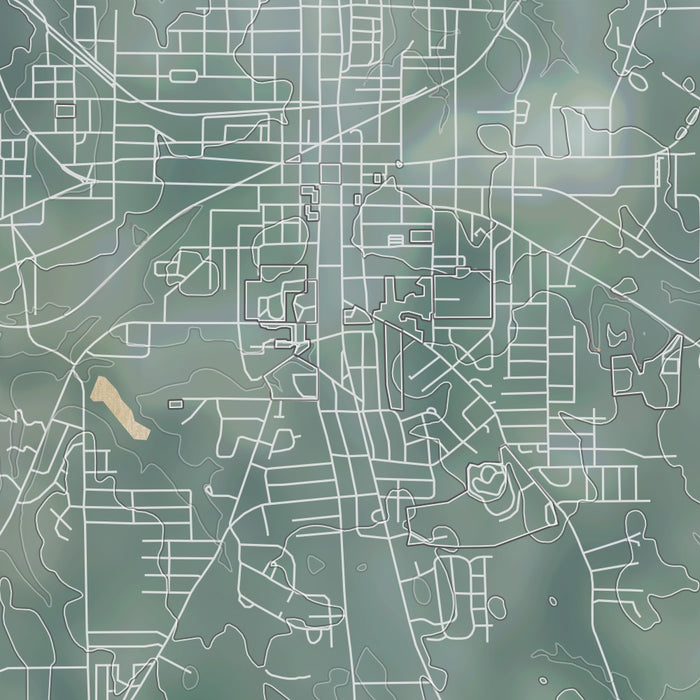 Athens Texas Map Print in Afternoon Style Zoomed In Close Up Showing Details