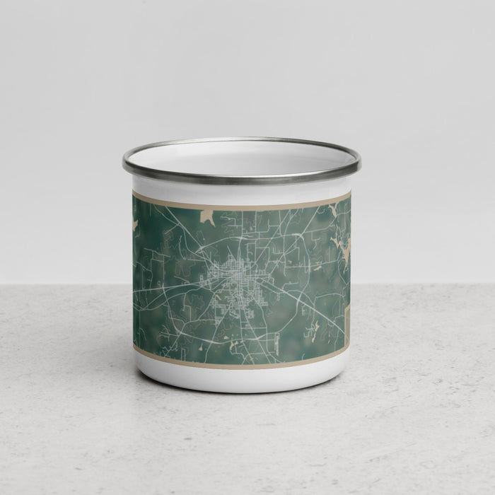 Front View Custom Athens Texas Map Enamel Mug in Afternoon