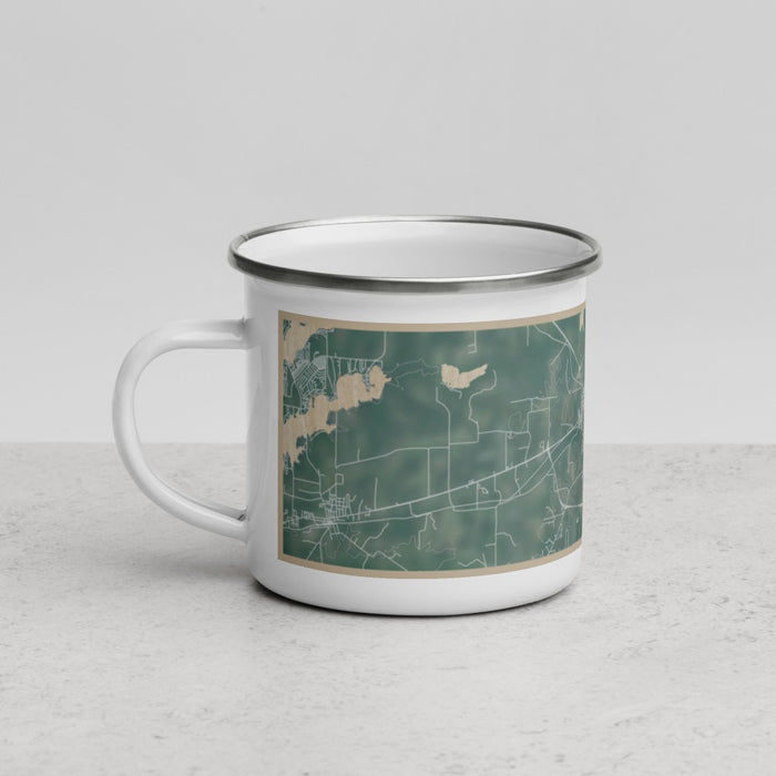 Left View Custom Athens Texas Map Enamel Mug in Afternoon