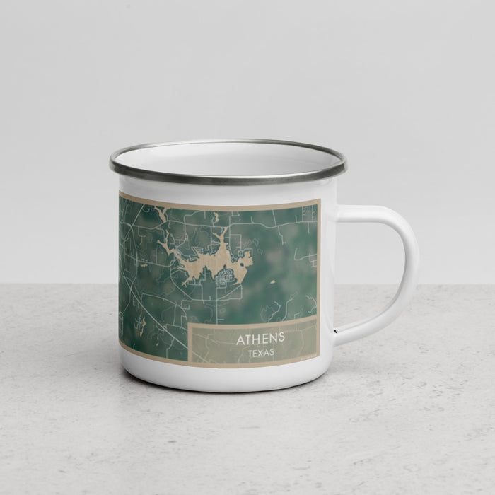 Right View Custom Athens Texas Map Enamel Mug in Afternoon