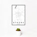 12x18 Athens Texas Map Print Portrait Orientation in Classic Style With Small Cactus Plant in White Planter