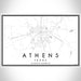 Athens Texas Map Print Landscape Orientation in Classic Style With Shaded Background