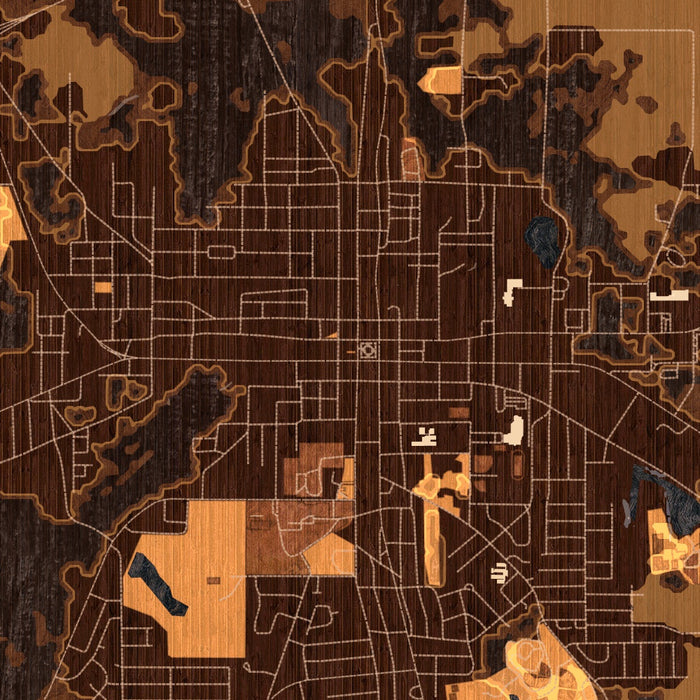 Athens Texas Map Print in Ember Style Zoomed In Close Up Showing Details