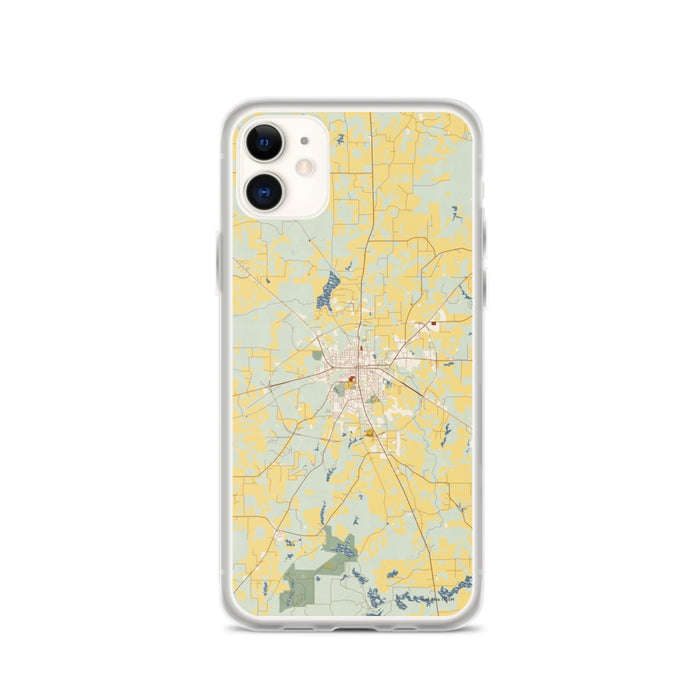 Custom Athens Texas Map Phone Case in Woodblock