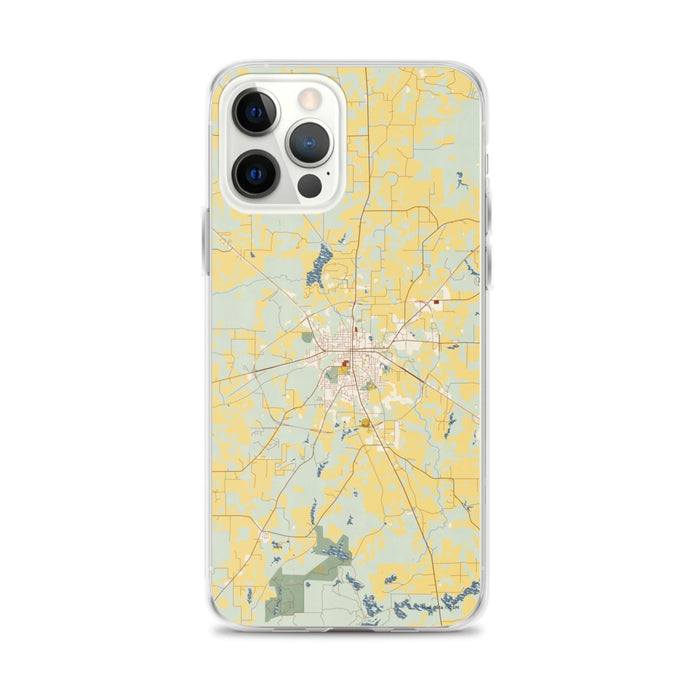 Custom Athens Texas Map iPhone 12 Pro Max Phone Case in Woodblock