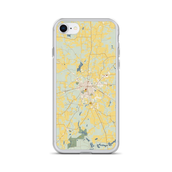 Custom Athens Texas Map iPhone SE Phone Case in Woodblock