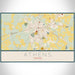 Athens Texas Map Print Landscape Orientation in Woodblock Style With Shaded Background
