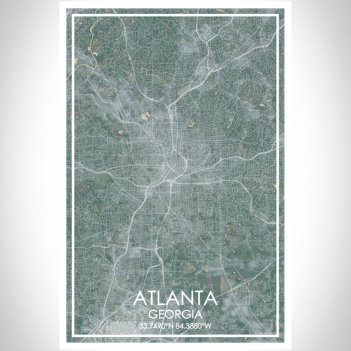 Atlanta Georgia Map Print Portrait Orientation in Afternoon Style With Shaded Background