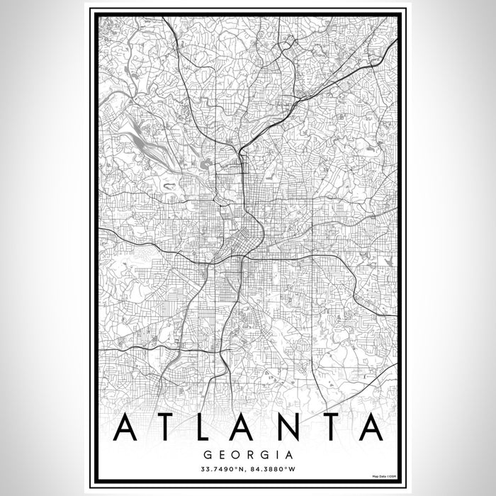 Atlanta Georgia Map Print Portrait Orientation in Classic Style With Shaded Background