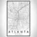 Atlanta Georgia Map Print Portrait Orientation in Classic Style With Shaded Background