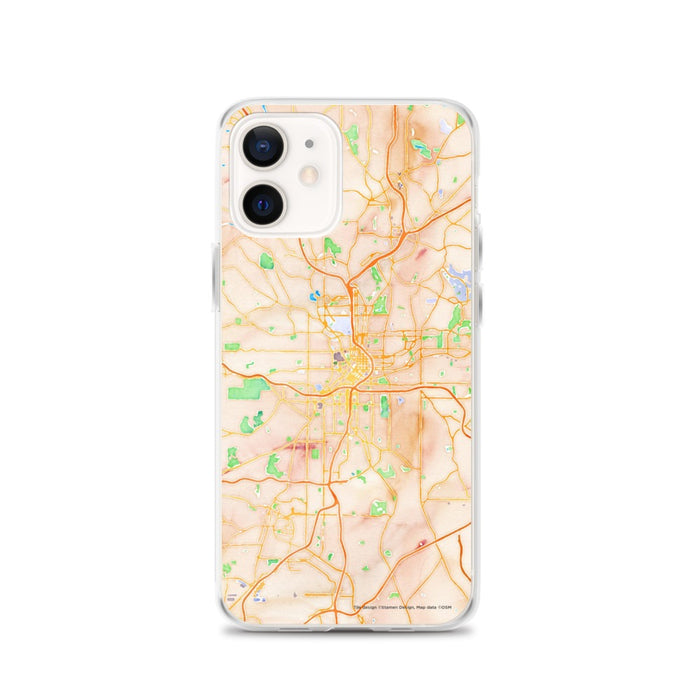Custom Atlanta Georgia Map iPhone 12 Phone Case in Watercolor