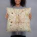 Person holding 18x18 Custom Atlanta Georgia Map Throw Pillow in Woodblock