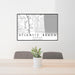 24x36 Atlantic Beach Florida Map Print Lanscape Orientation in Classic Style Behind 2 Chairs Table and Potted Plant