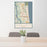 24x36 Atlantic Beach Florida Map Print Portrait Orientation in Woodblock Style Behind 2 Chairs Table and Potted Plant