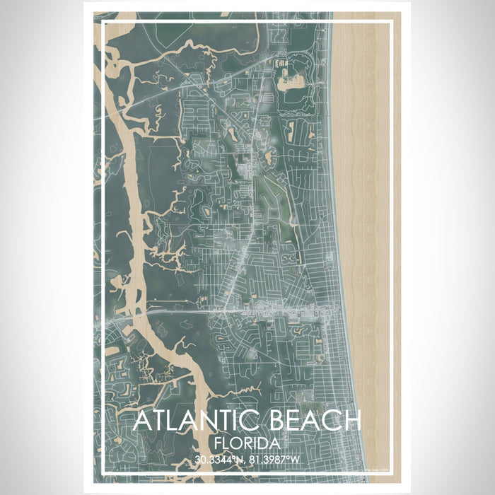 Atlantic Beach Florida Map Print Portrait Orientation in Afternoon Style With Shaded Background