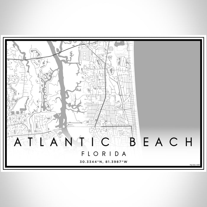 Atlantic Beach Florida Map Print Landscape Orientation in Classic Style With Shaded Background