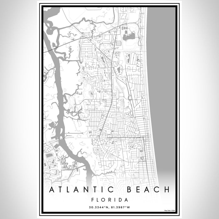Atlantic Beach Florida Map Print Portrait Orientation in Classic Style With Shaded Background