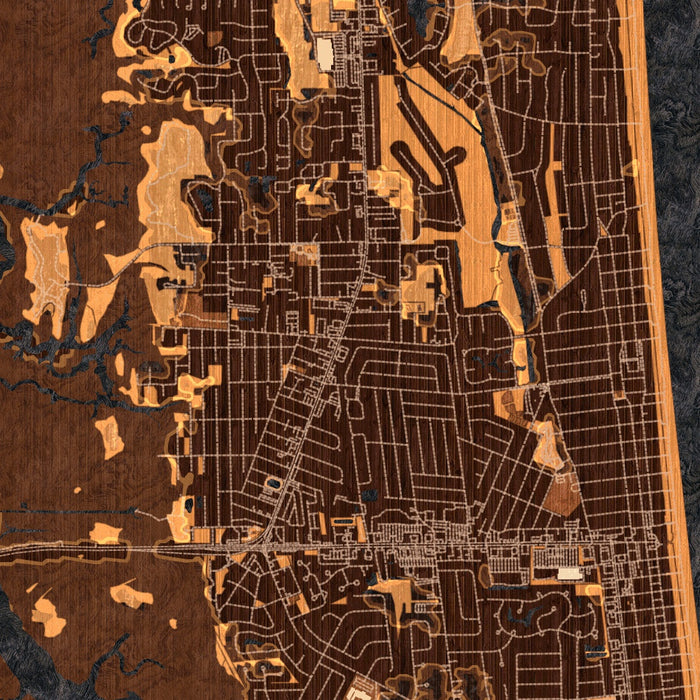 Atlantic Beach Florida Map Print in Ember Style Zoomed In Close Up Showing Details