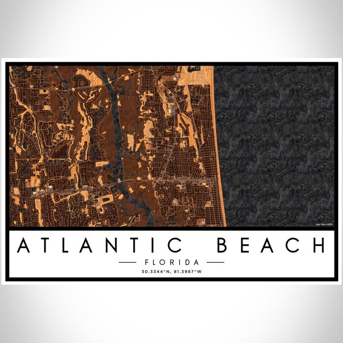 Atlantic Beach Florida Map Print Landscape Orientation in Ember Style With Shaded Background