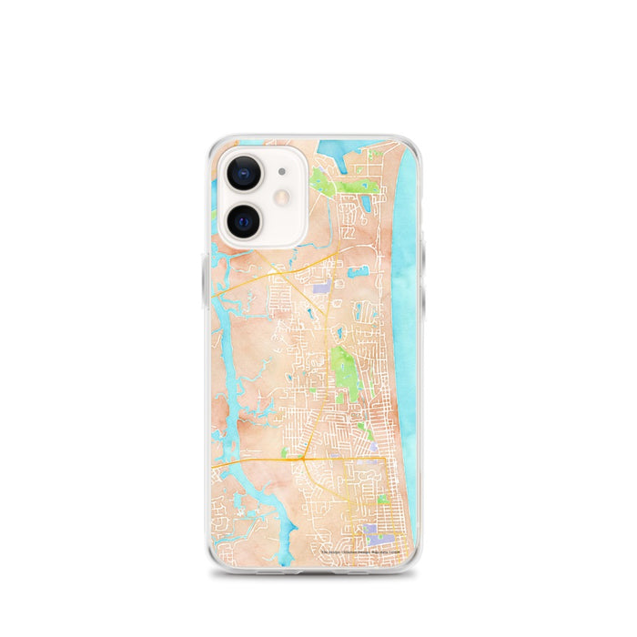 Custom iPhone 12 mini Atlantic Beach Florida Map Phone Case in Watercolor
