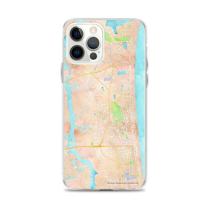 Custom iPhone 12 Pro Max Atlantic Beach Florida Map Phone Case in Watercolor