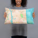 Person holding 20x12 Custom Atlantic Beach Florida Map Throw Pillow in Watercolor