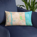 Custom Atlantic Beach Florida Map Throw Pillow in Watercolor on Blue Colored Chair