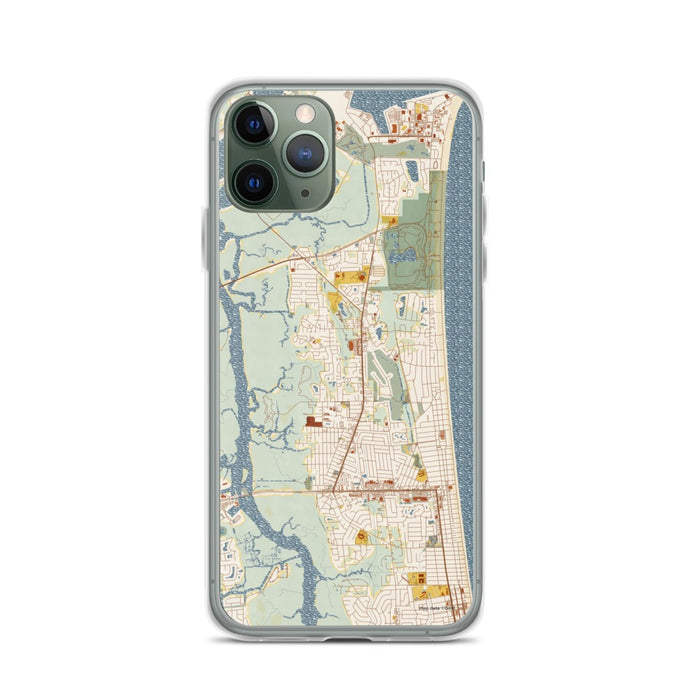 Custom iPhone 11 Pro Atlantic Beach Florida Map Phone Case in Woodblock