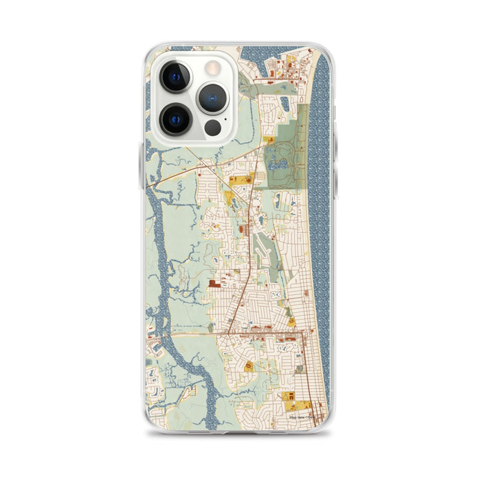 Custom iPhone 12 Pro Max Atlantic Beach Florida Map Phone Case in Woodblock