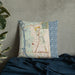 Custom Atlantic Beach Florida Map Throw Pillow in Woodblock on Bedding Against Wall