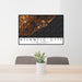 24x36 Atlantic City New Jersey Map Print Lanscape Orientation in Ember Style Behind 2 Chairs Table and Potted Plant