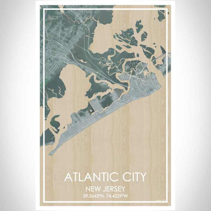 Atlantic City New Jersey Map Print Portrait Orientation in Afternoon Style With Shaded Background