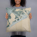 Person holding 18x18 Custom Atlantic City New Jersey Map Throw Pillow in Afternoon