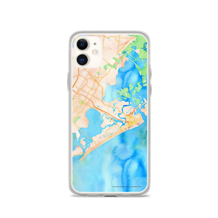 Custom iPhone 11 Atlantic City New Jersey Map Phone Case in Watercolor