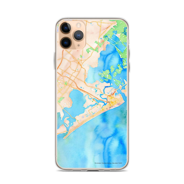 Custom iPhone 11 Pro Max Atlantic City New Jersey Map Phone Case in Watercolor